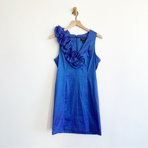 Dress Barn Electric Blue Ruffle One-Shoulder Dress